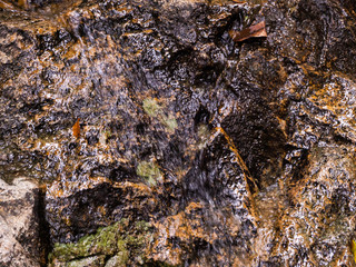 The texture of water on the waterfall. underwater rocks
