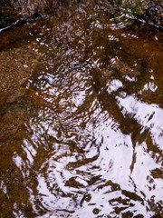 The texture of water on the waterfall. underwater rocks