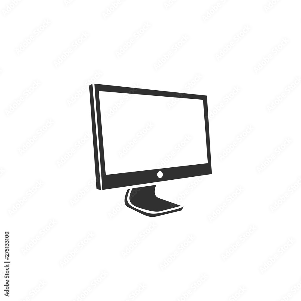 Poster computer monitor icon template black color editable. flat pc style vector sign isolated on white bac