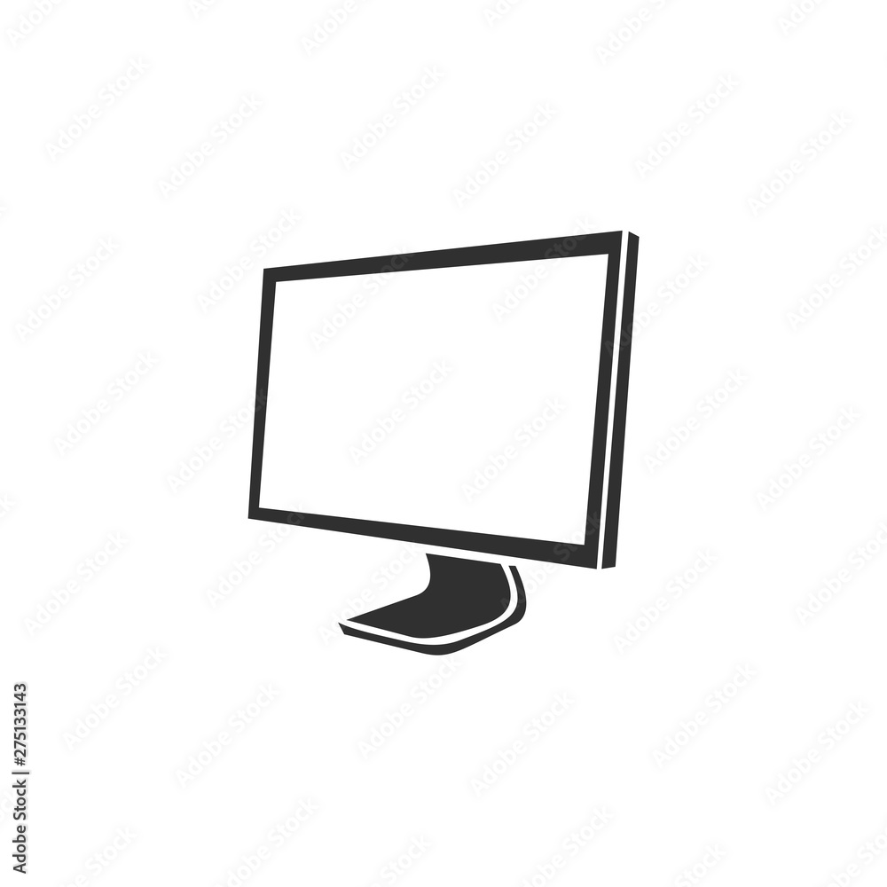 Fototapete Computer monitor icon template black color editable. Flat PC style vector sign isolated on white background. Simple logo vector illustration for graphic and web design.