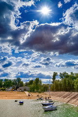 big otmuchow lake in the hot summer