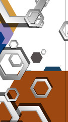 Abstract geometric background with hexagon cold color composition. Vector illustration