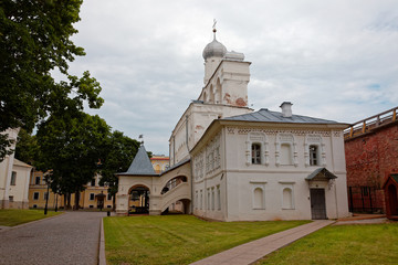 Belfry of St. Sophia Cathedral in Veliky Novgorod, Russia.