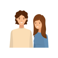 young couple in white background avatar character