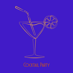 Cocktail. Continuous one line drawing. Vector.