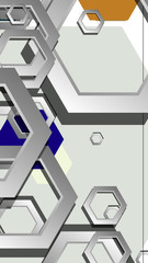 Abstract geometric background with hexagon cold color composition. Vector illustration