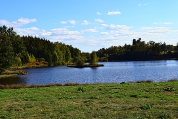 Étang avec une îles