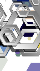 Abstract geometric background with hexagon cold color composition. Vector illustration