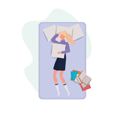 young woman in bed with sleeping pose