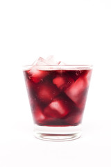 Summer cocktail; fresh grapes juice with sparkling on ice isolated on white background
