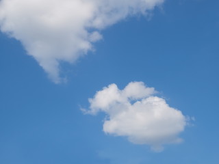 view of fat white clouds moving in blue sky background.