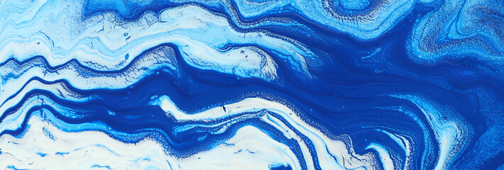 Obraz na płótnie Canvas photography of abstract marbleized effect background. Blue and white creative colors. Beautiful paint. banner