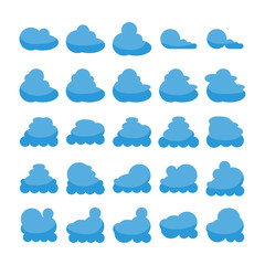 blue cloud shape icons collection vector