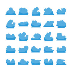 blue cloud shape icons collection vector
