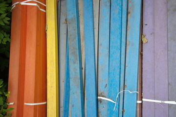 Boards of different colors for the fence