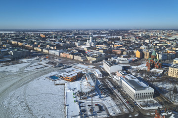 Aerial view of the downtown of Helsinki, Finland