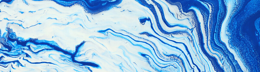 photographie de fond abstrait effet marbré. Couleurs créatives bleu et blanc. Belle peinture. bannière