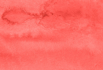 Watercolor background of trendy colors of Living Coral with with bizarre natural divorces and stripes. Abstract  frame with copy space for text.