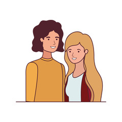 Obraz premium young couple in white background avatar character