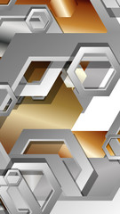 Abstract geometric background with hexagon metal color composition. Vector illustration