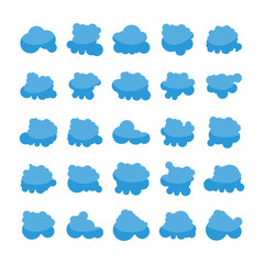 blue cloud shape icons collection vector