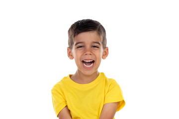 Happy dark child with yellow t-shirt