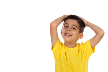 Surprised child with yellow t-shirt