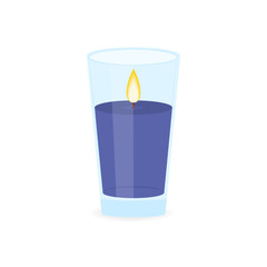 Realistic burning candle. Transparency grid. Vector stock illustration.