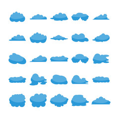 blue cloud shape icons collection vector