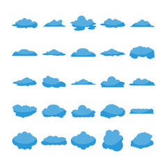 blue cloud shape icons collection vector