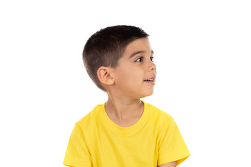 Pensive child with yellow t-shirt