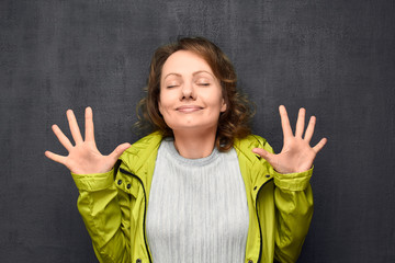 Portrait of happy girl with closed eyes