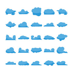 blue cloud shape icons collection vector