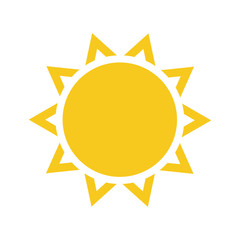 Summer symbol. Sun modern icon. Sunny circle shape. Isolated vector logo concept on white background