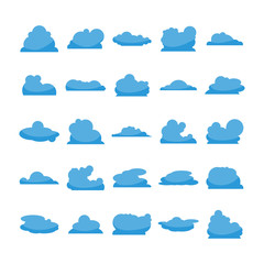 blue cloud shape icons collection vector