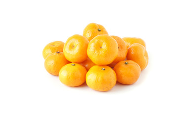 Fresh small tangerine orange fruit isolated on white background