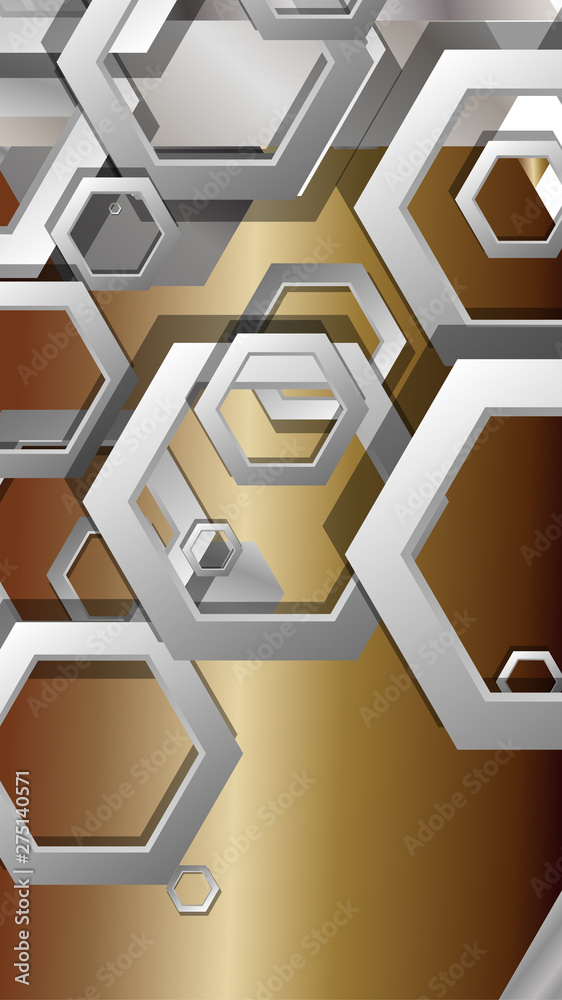 Canvas Prints abstract geometric background with hexagon metal color composition. vector illustration