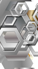 Abstract geometric background with hexagon metal color composition. Vector illustration