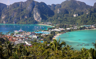 View of Phi Phi Island from the top of the mountain. 