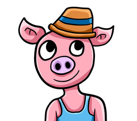 Adorable Stylized Little Pig