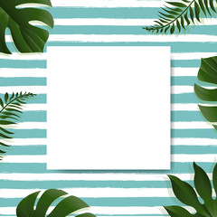 Sale Banner With Tropical Leaves Background