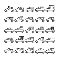 Obraz premium hand drawn car, vehicle icons set