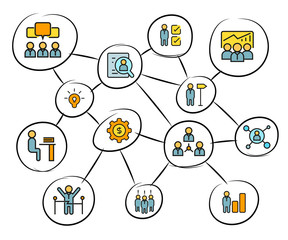 business management concept network diagram, mind mapping infographics