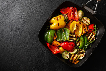 Healthy tasty vegetables grilled on pan