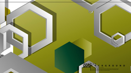 Abstract geometric background with hexagons, foliage color composition. Vector illustration