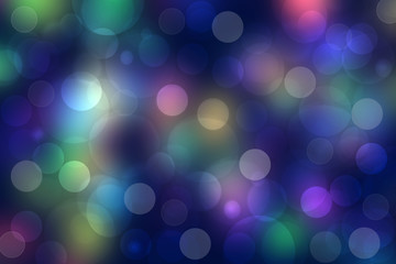 Abstract gradient of dark blue pink pastel background texture with glowing circular bokeh lights. Beautiful colorful spring or summer backdrop.