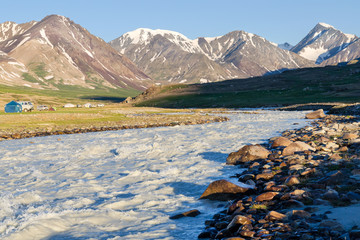 Western Mongolia mountainous landscape. Upstrem of Tsaagan Gol River (