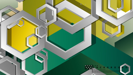 Abstract geometric background with hexagons, foliage color composition. Vector illustration
