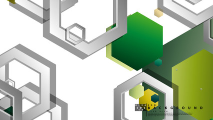 Abstract geometric background with hexagons, foliage color composition. Vector illustration