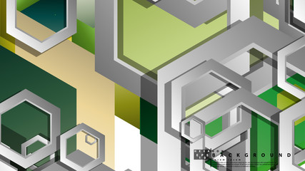 Abstract geometric background with hexagons, foliage color composition. Vector illustration